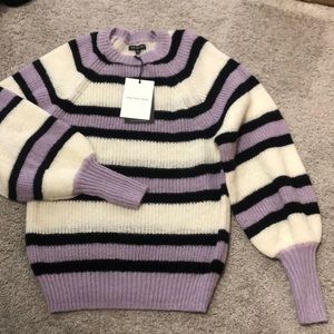 Who What Wear purple, white, and black stripes sweater size XS NWT!